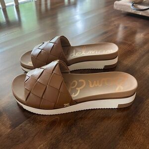 Sam Edelman Brown Woven Slide Sandals